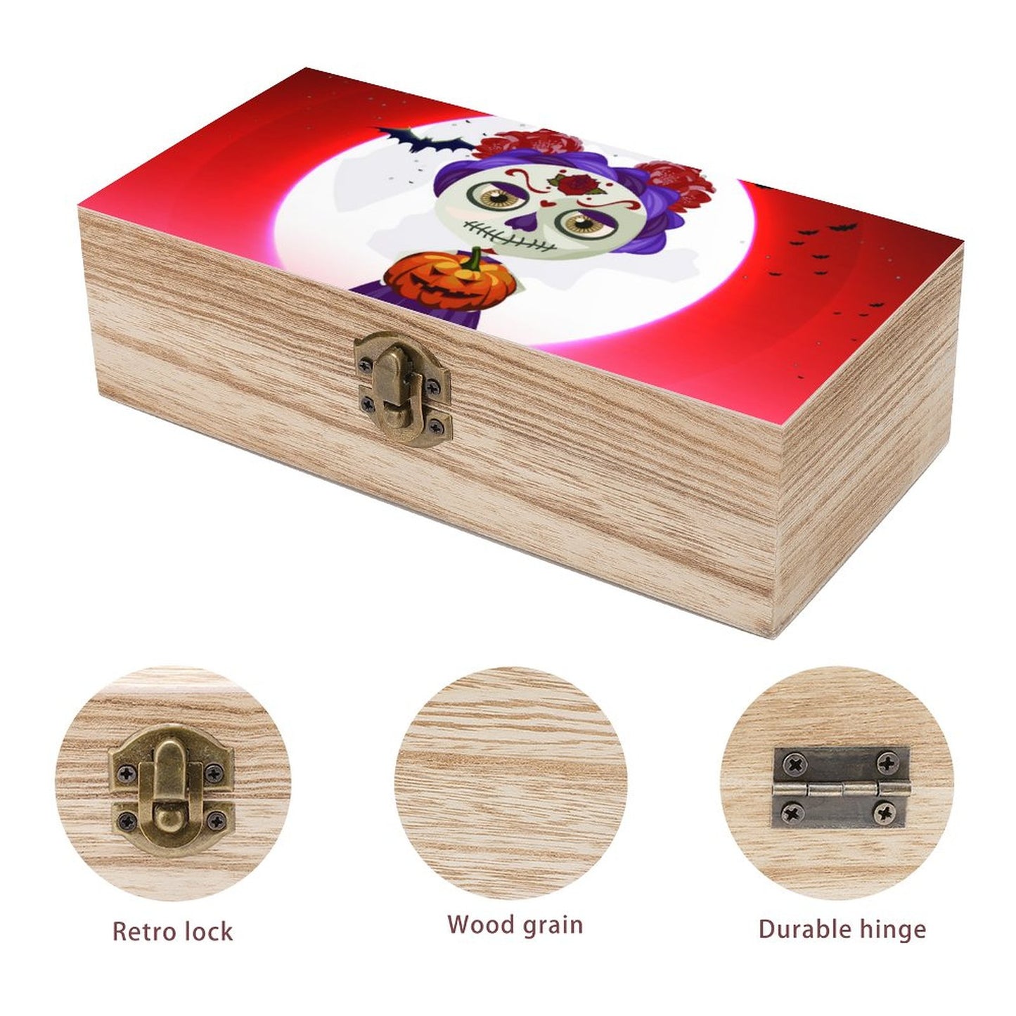 Online Custom Wooden Storage Box Skeleton Princess Rose Halloween
