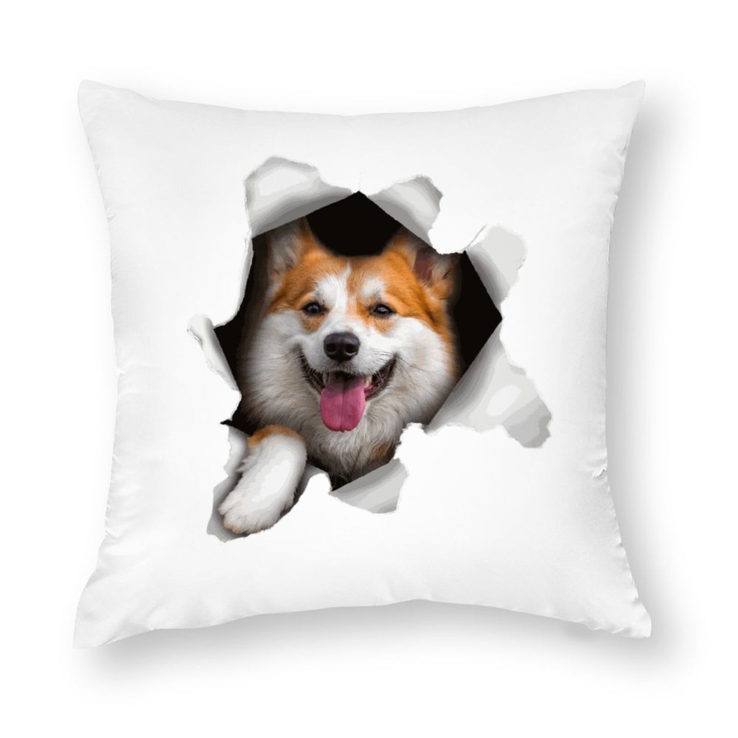 Online DIY Polyester Pillow Case Set of 2 Paper Hole Dog Only Pillowcase