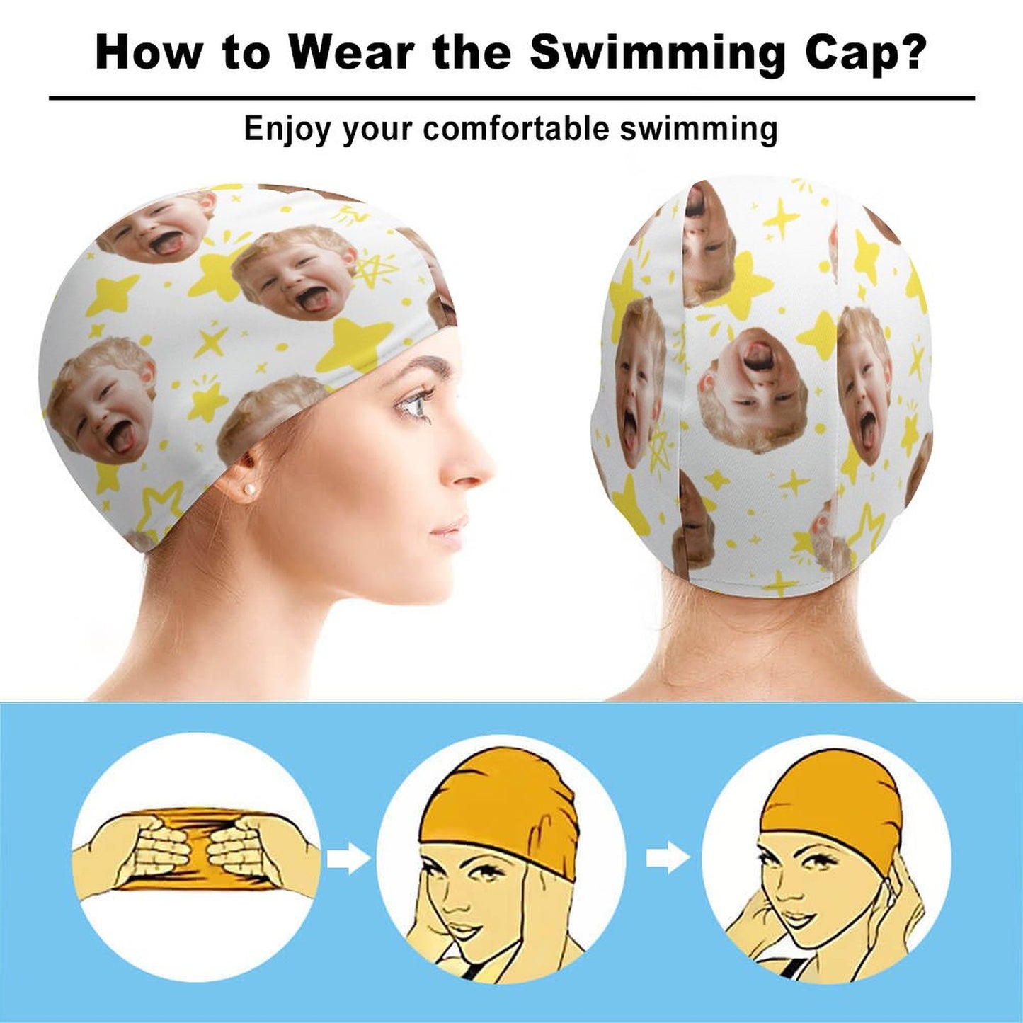 Online Customize Swimming Cap Boy Texture One Size