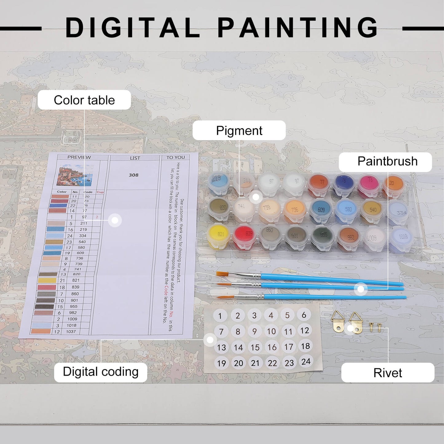 Online DIY Digital Painting Paint by Number One Size